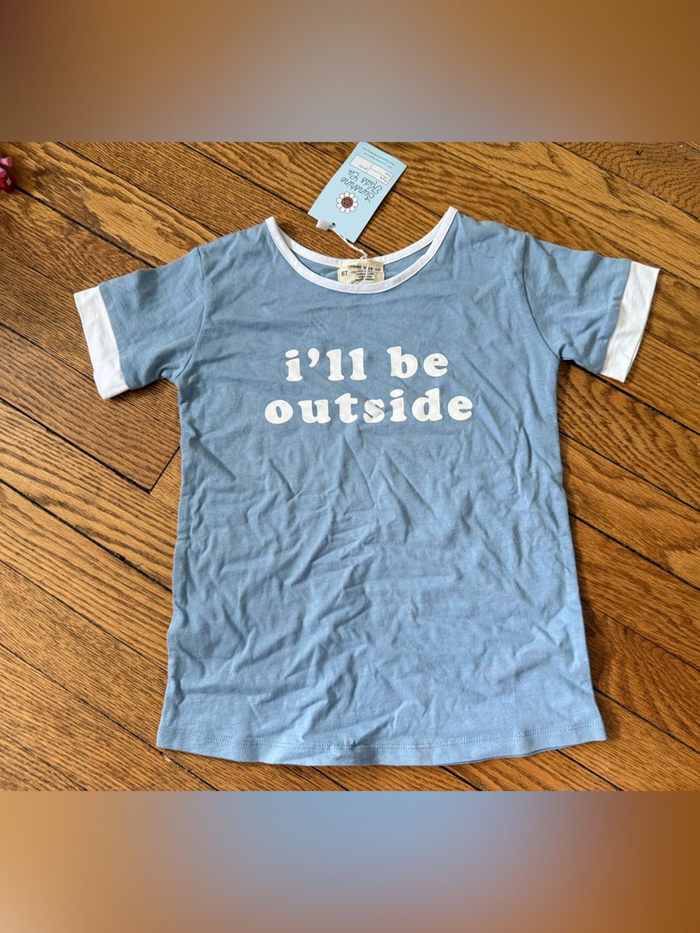 Sunshine Kids Co 'I'll Be Outside' Ringer Tee - Size 6 - NWT